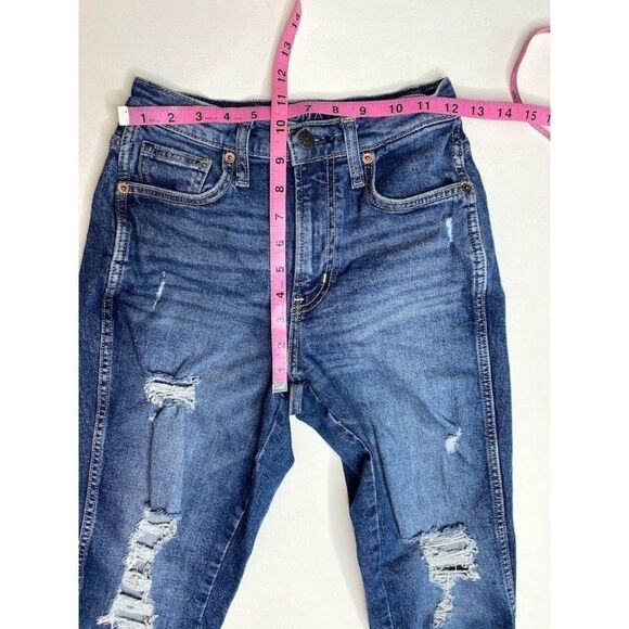 Juniors ARIZONA Highest Rise MoM Denim Ripped Distressed Jeans Sz 1 - Picture 8 of 10